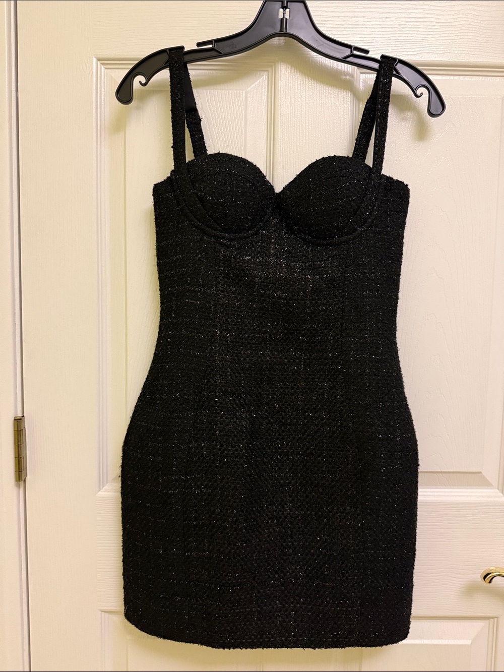 MESHKI Black Bouclé Bustier Mini Dress